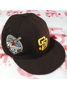 San Diego Padres Baseball Hat New Era 59Fifty 40th Anniversary Brown Size 7 1/8